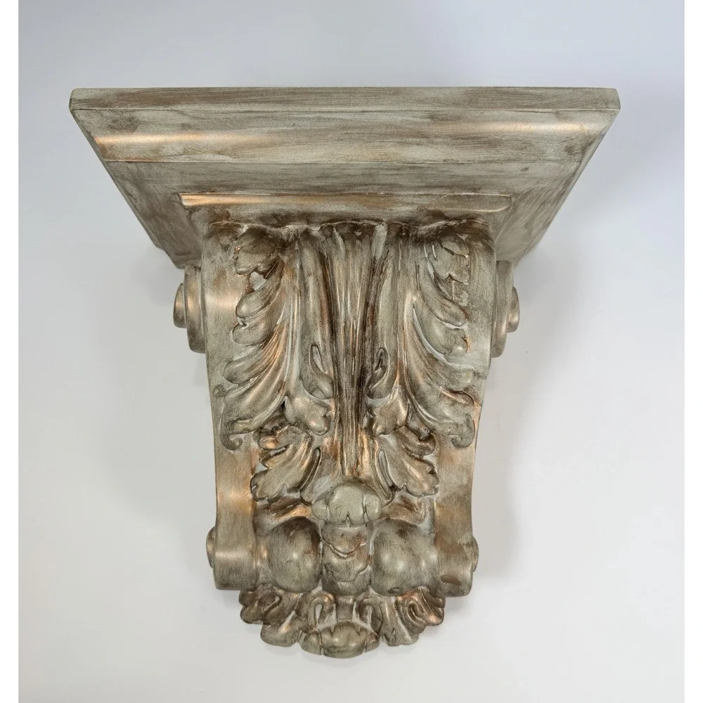 Vintage Midcentury Hollywood Regency Gold Tone Wall Bracket Corbel Shelf 9-1/4